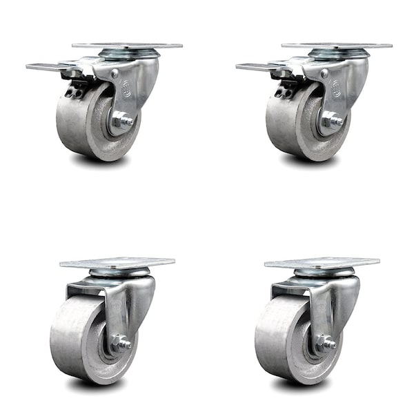 3 Inch Semi Steel Wheel Swivel Top Plate Caster Total Lock Brakes SCC, 2PK